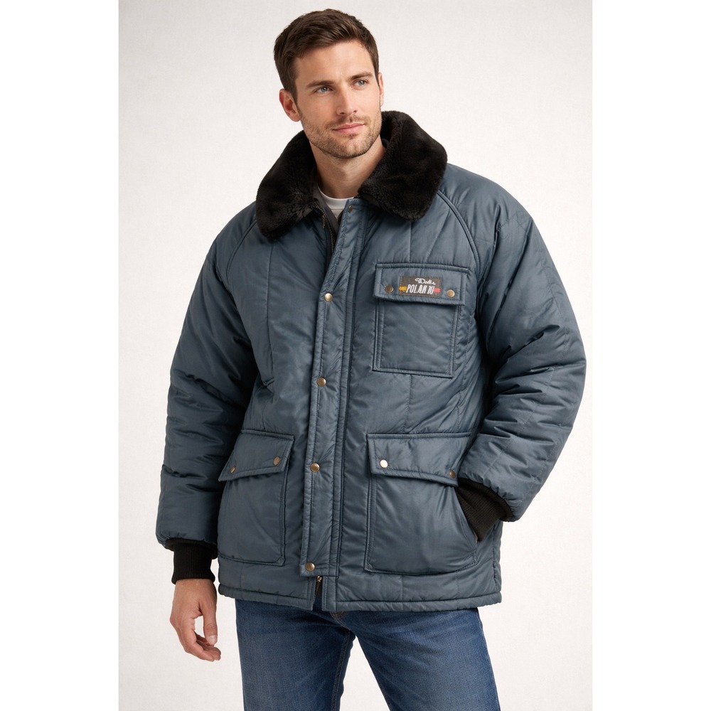 80s Walls Mens 3XL Blizzard-Pruf Polar 10 Insulated Parka Blue Quilted Work Coat